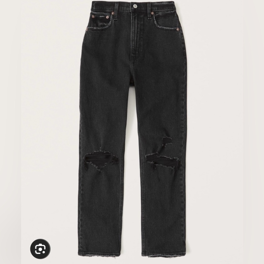 Abercrombie & Fitch Black Distressed Women's Straight Leg Jeans